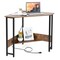 Costway Triangle Computer Desk Corner Desk Home Office with Power Outlets USB Ports Black/Rustic